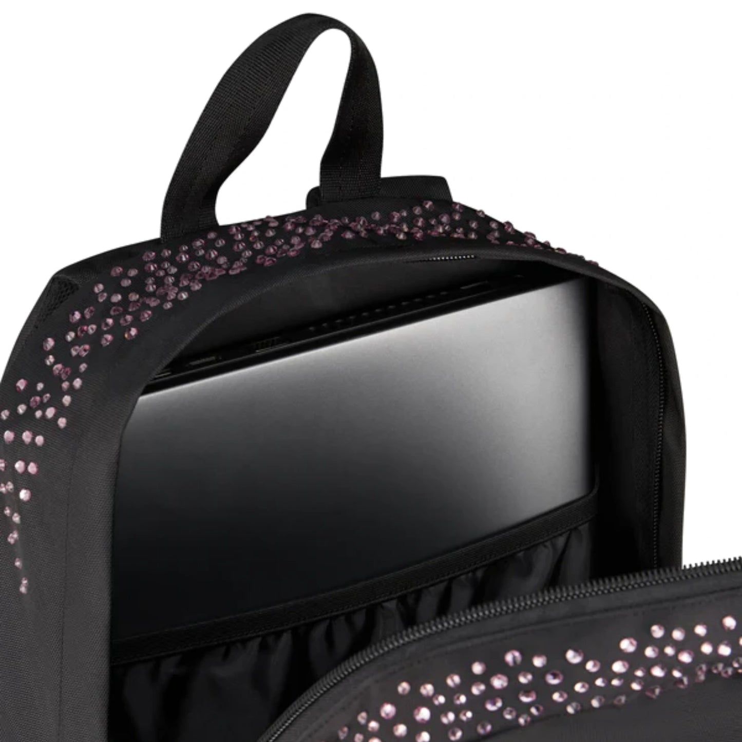 Zaino Seven Tech GLITZYCUTE Nero Strass Rosa Doppio Scomparto 29L Scuola