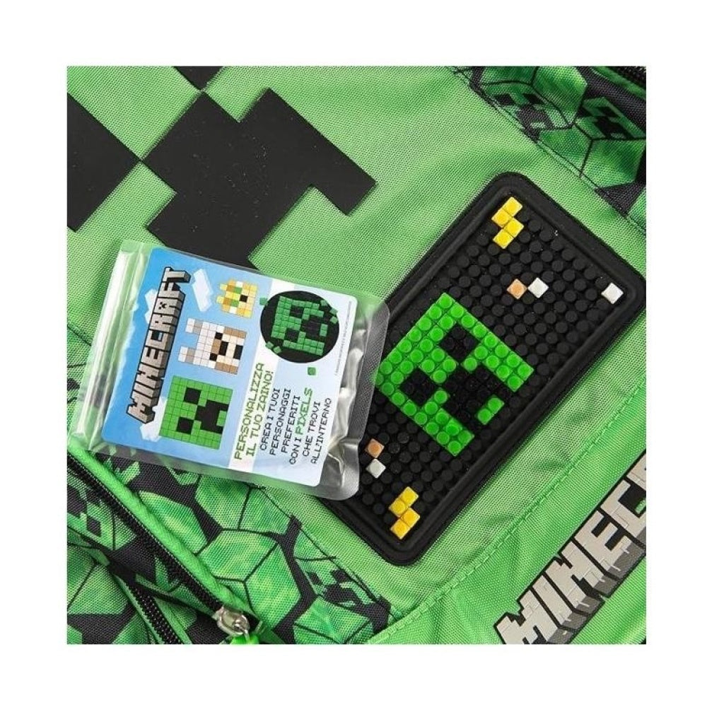 ZAINO SCUOLA ORGANIZZATO 3 SCOMPARTI PIXEL MINECRAFT