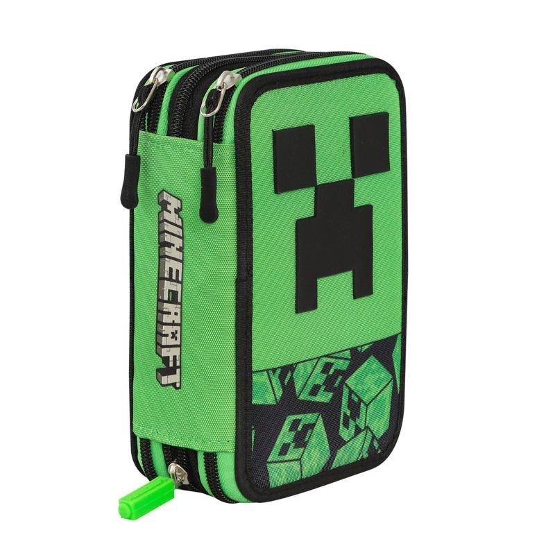 Astuccio Minecraft 3 zip Pixel Verde/Nero