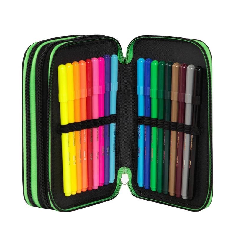 Astuccio Minecraft 3 zip Pixel Verde/Nero