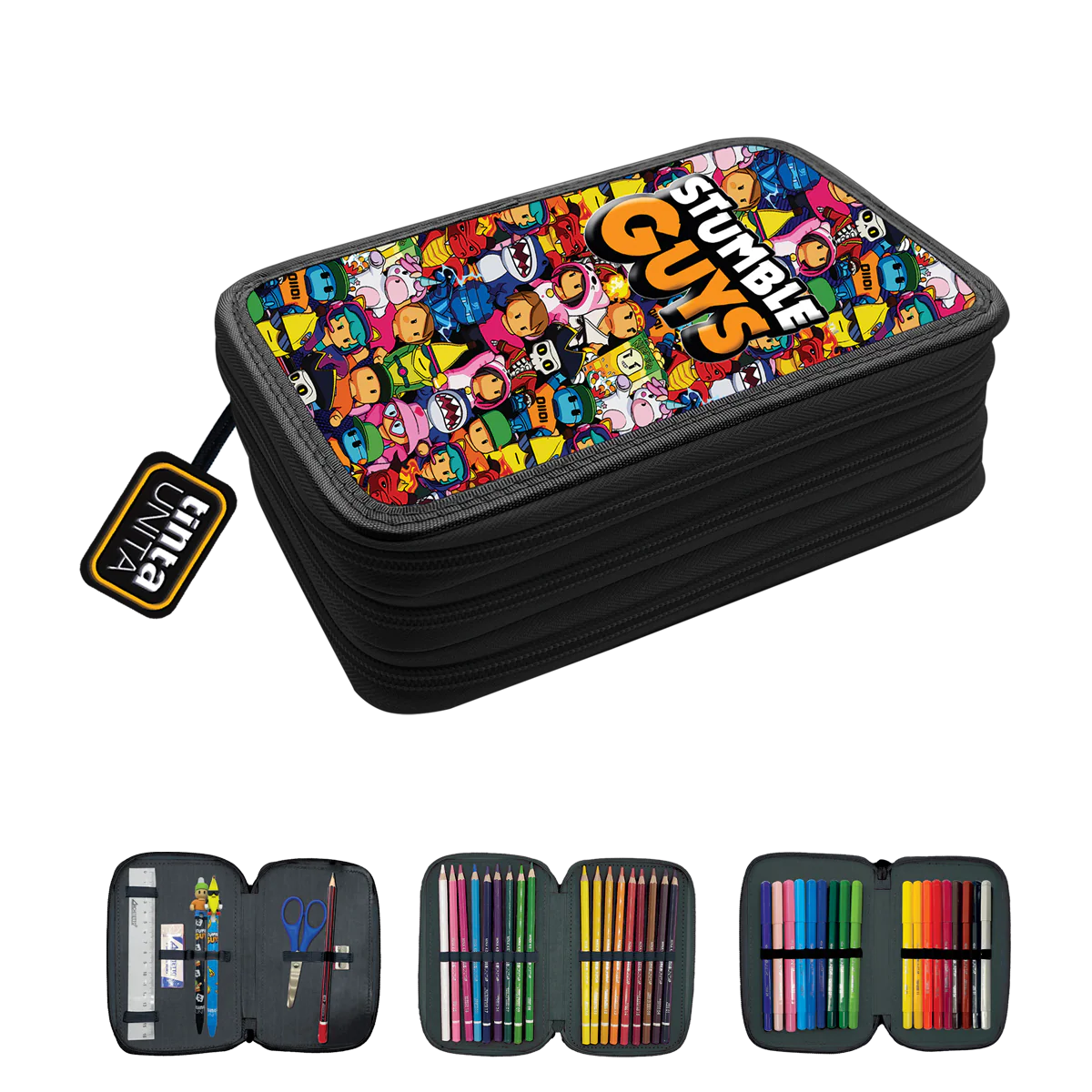 Astuccio 3 zip Stumble Guys TINTA UNITA