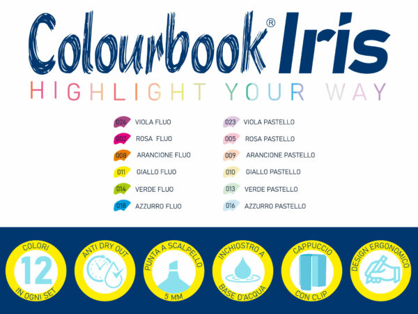 Set 12 evidenziatori Iris Light Selection - COLOURBOOK