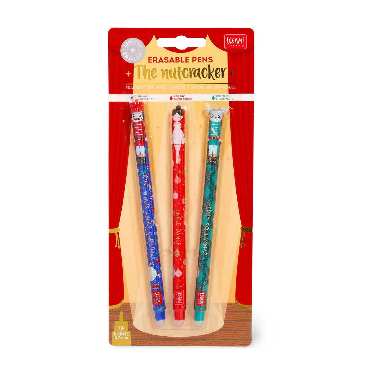 Set di 3 Penne Gel Cancellabili - The Nutcracker - Erasable Pen - Legami Natale