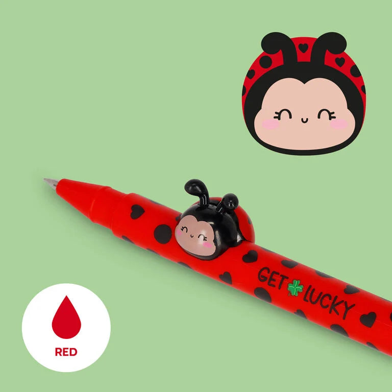 Penna Legami Lovely Ladybug "Get Lucky" Friends Gel con Animaletto Decorativo