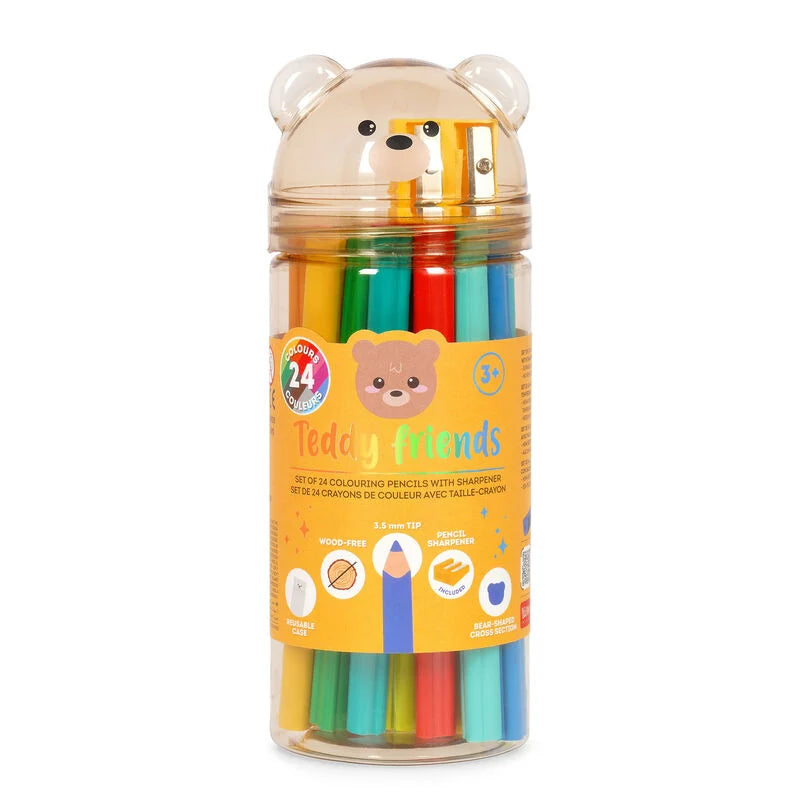 Set di 24 Matite Colorate con Temperino - Teddy Friends Legami