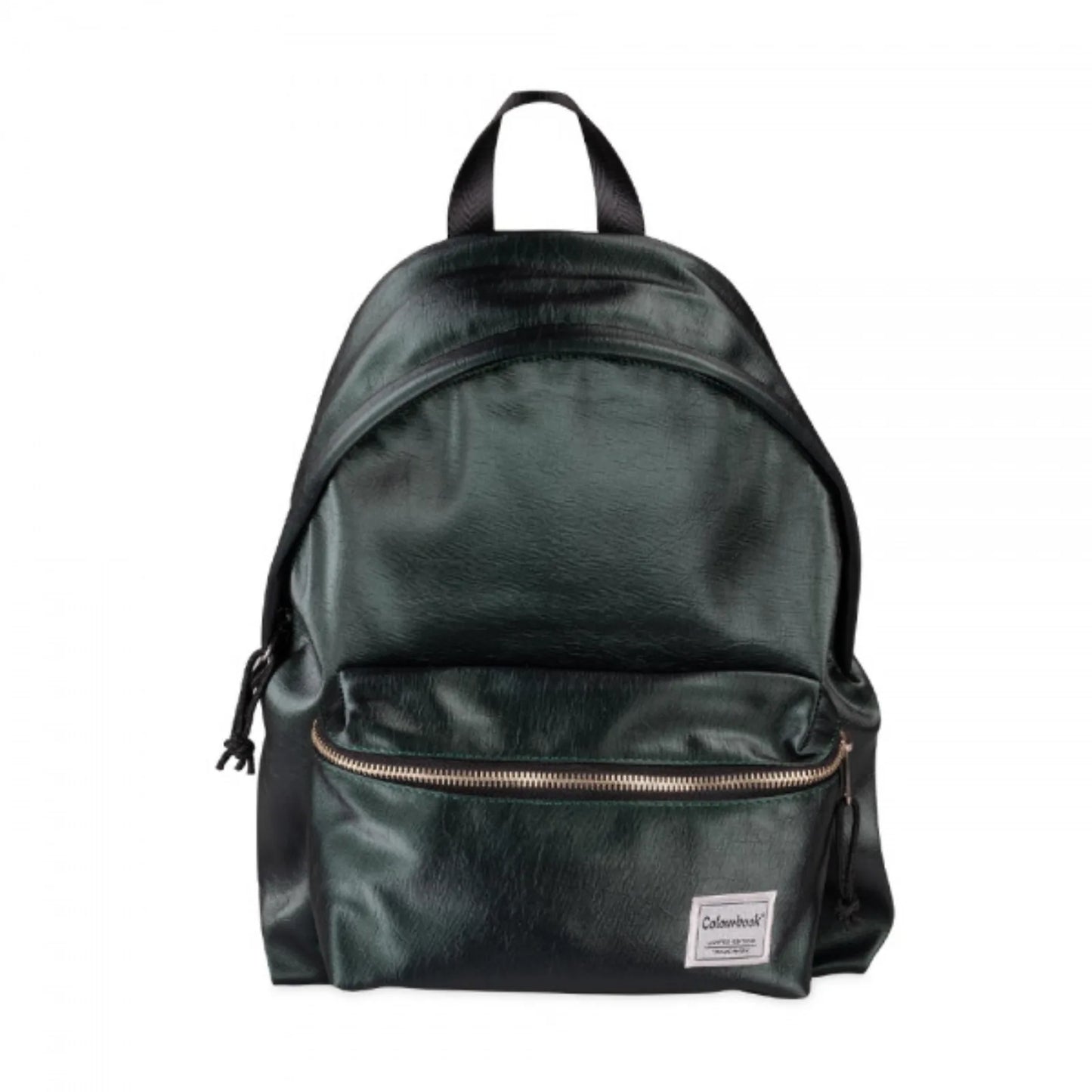 Zaino Tondo Americano Colourbook Silkroad Verde Scuro — Similpelle Effetto Seta 23L Schienale Imbottito 41×31×16cm