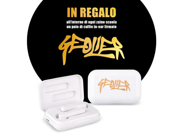 Zaino scuola Graffiti Geolier con cuffie omaggio