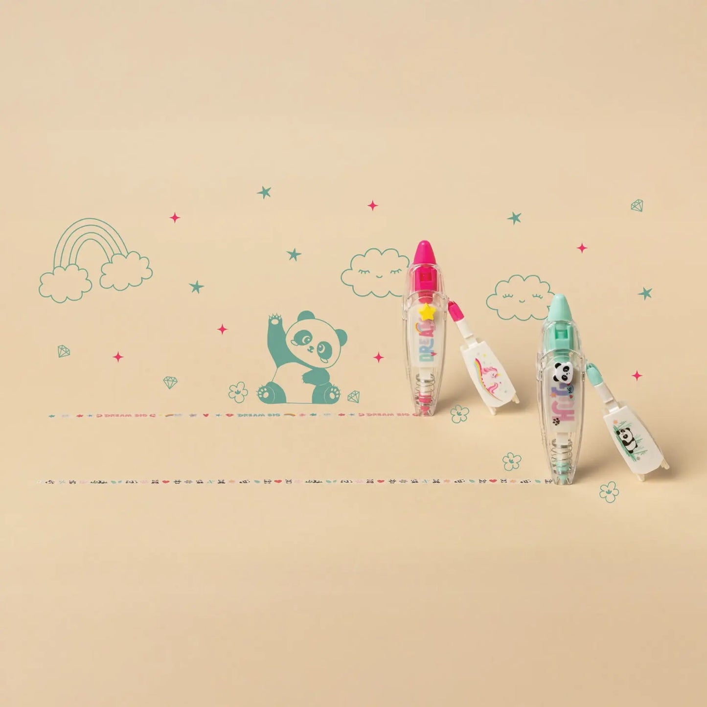 Deco Tape Panda Legami | Penna a Nastro Decorativo Ricaricabile 8m Hug Me Kawaii