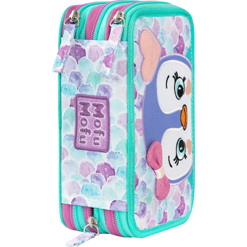 Astuccio 3 Zip Mofu Mofu Verde/lilla