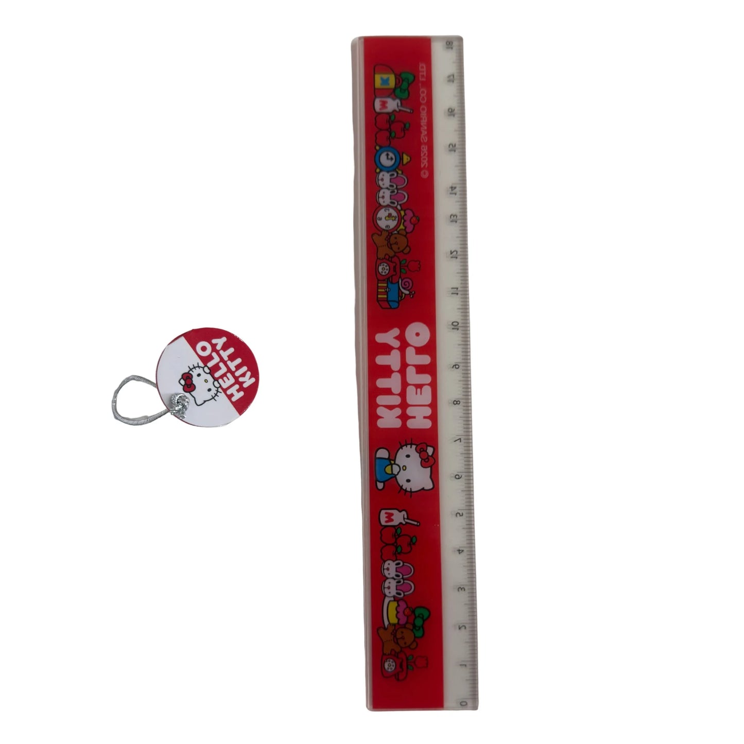 Righello 18 cm Hello Kitty 2026 Rosso — Plastica Trasparente Graduato cm e mm Icone Kawaii Licenza Sanrio
