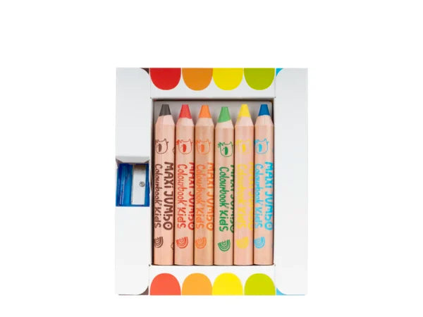 Set 6 matite colorate Maxi Jumbo 3 in 1 - COLOURBOOK