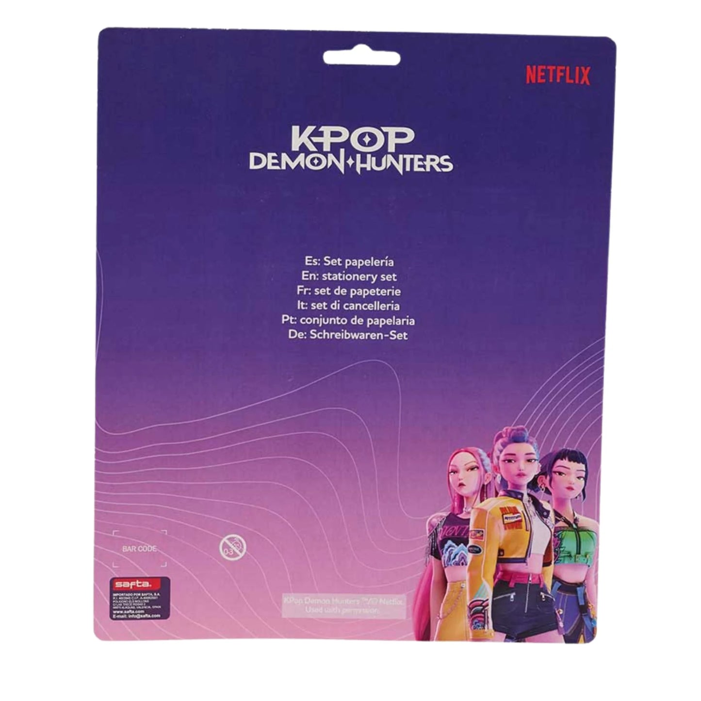 Set Cancelleria 5 Pezzi K-Pop Demon Hunters Netflix — Righello Matite Temperamatite Gomma Blister Ufficiale