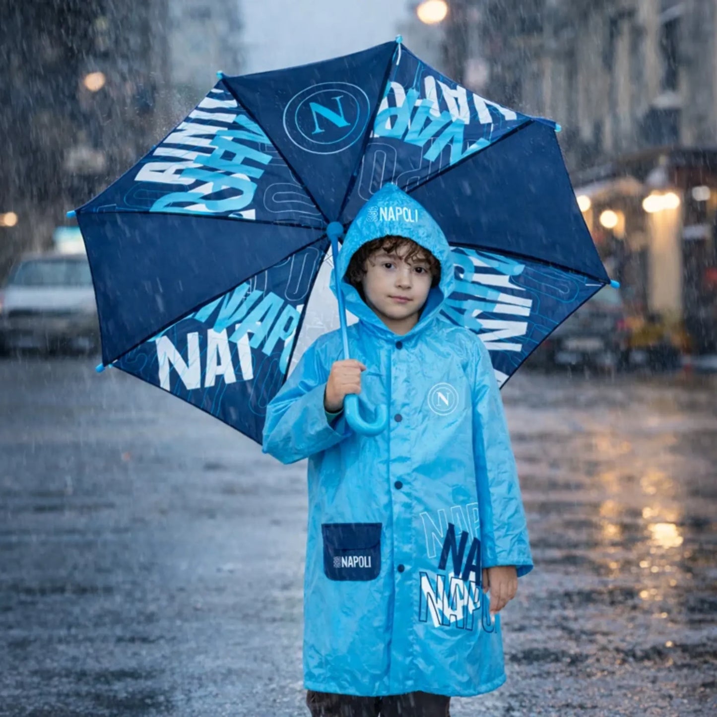 Poncho Antipioggia Bambini SSC Napoli Ufficiale Impermeabile Colourbook 6-12 Anni