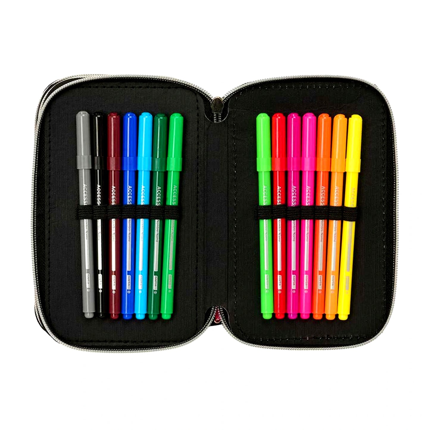 Portacolori Triplo K-Pop Demon Hunters Energy Huntrix Completo 37 Pezzi con Matite Pennarelli e Accessori Safta