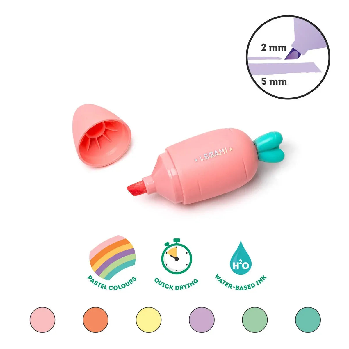 Set 6 Mini Evidenziatori Carrate Team Legami | Colori Pastello Scuola