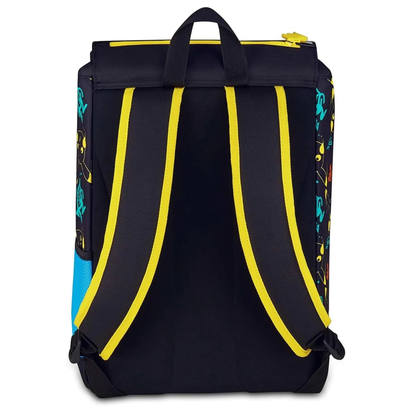 Seven Extendable Backpack Pokémon Pikachu 025 Battle Ready Double Compartment with Water Bottle Pocket Black Multicolor