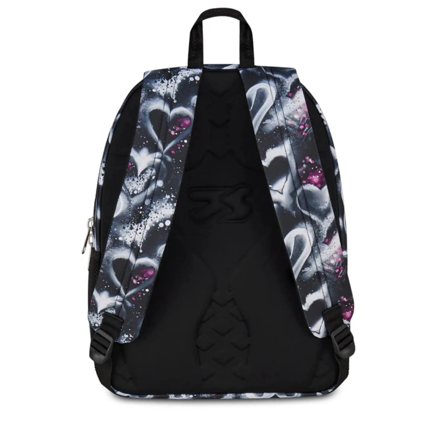 Zaino Seven Freethink Girl Fantasia Cuori Graffiti Nero Doppio Scomparto con Tasca PC e Porta Borraccia