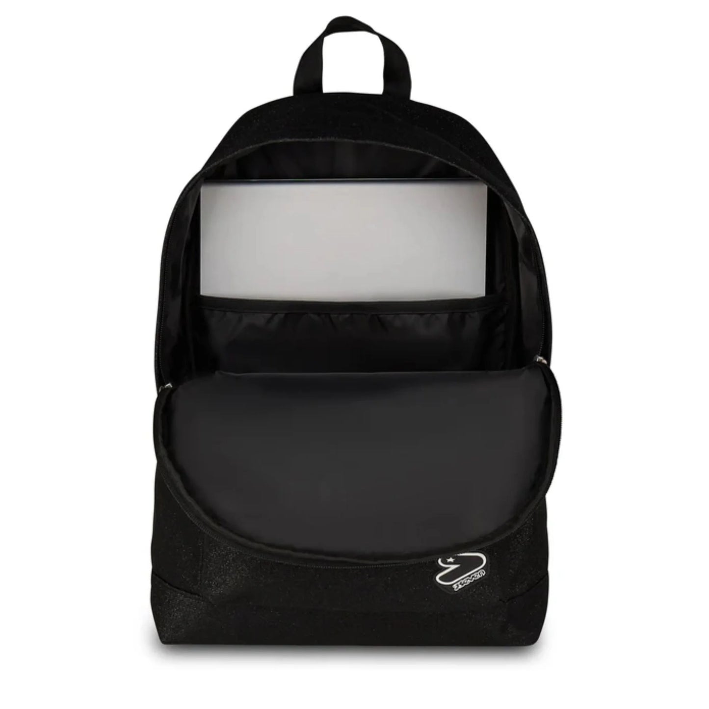 Zaino Seven Tech Shiny Nero Glitter Mono Scomparto con Tasca Frontale Effetto Brillantinato