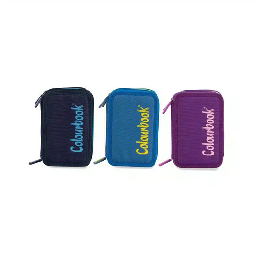 Astuccio 3 Zip Bicolor Colourbook Completo 44 Pezzi | Scuola 3 Scomparti