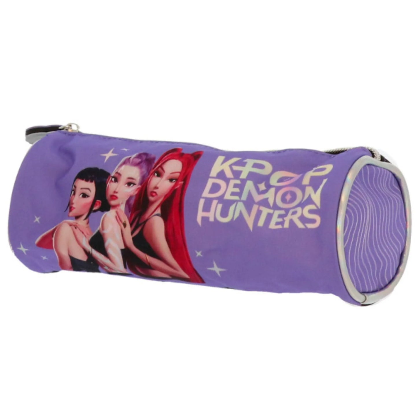 Astuccio Rotondo K-Pop Demon Hunters Viola 22 cm Originale con Zip