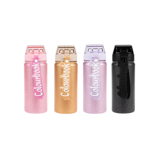 Borraccia Termica Glitter 550 ml Colourbook in Acciaio Inox – 12 Ore, 4 Colori