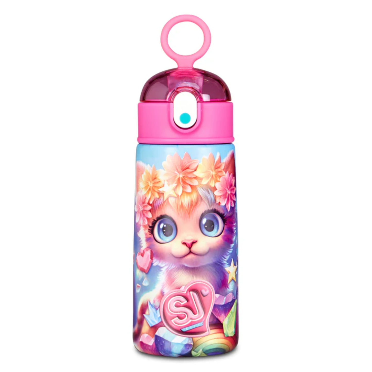 Borraccia Termica SJ Gang Animali 460 ml Acciaio Inox 304 con Cannuccia BPA Free
