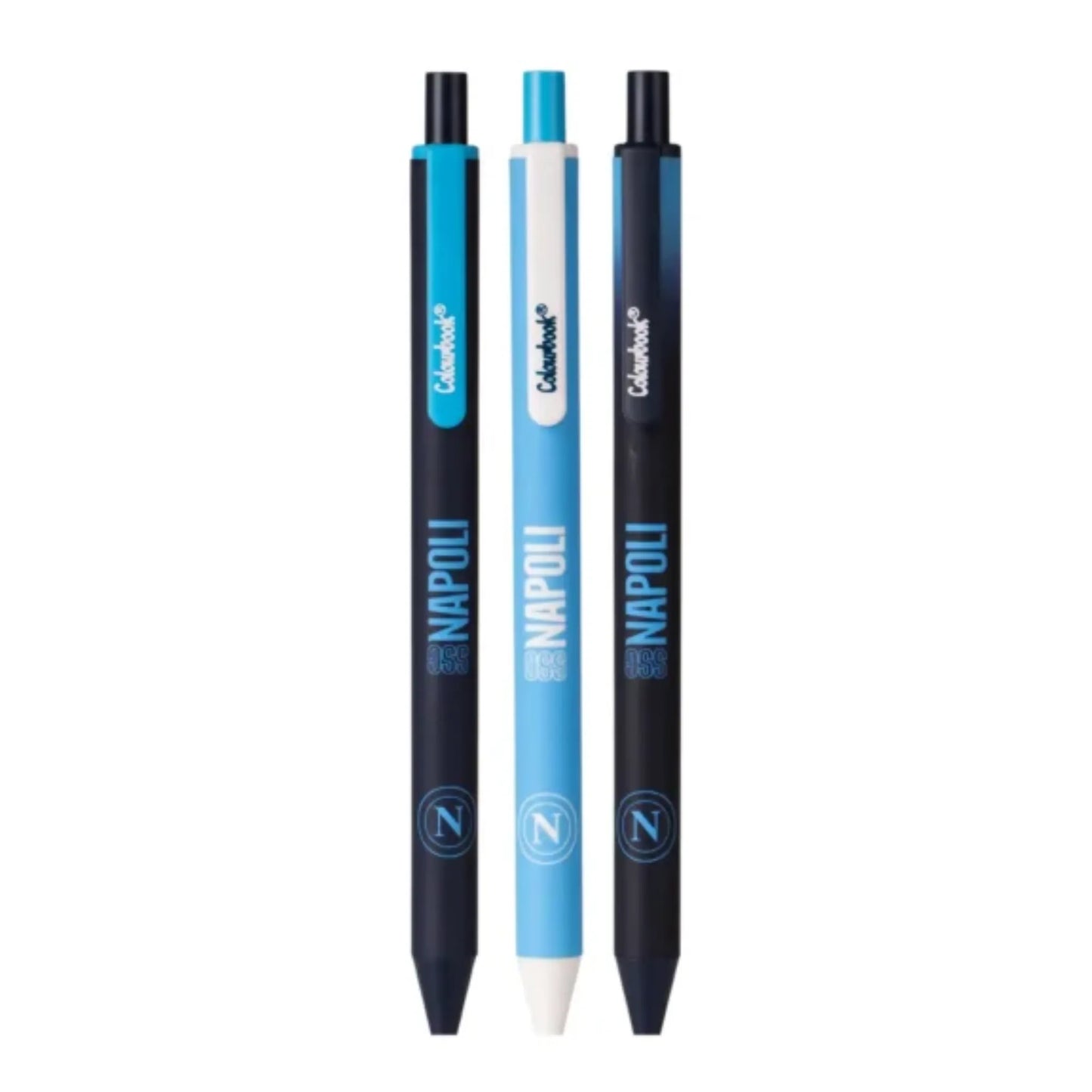 Set 3 Penne a Sfera SSC Napoli a Scatto Inchiostro Blu - Colourbook Ufficiale