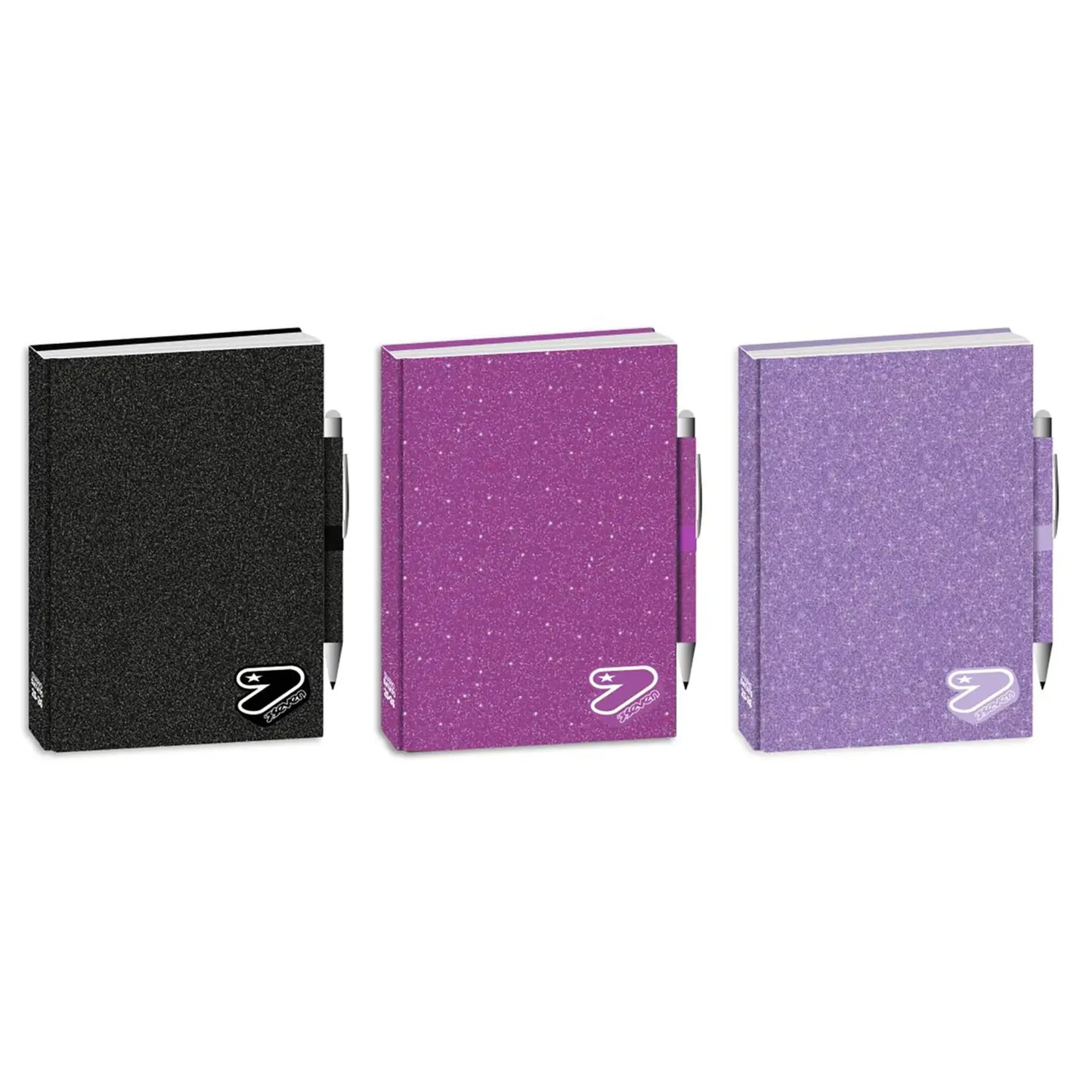 Diario Seven The Double 2026-27 Glitter 12 Mesi Datato | Nero Rosa Lilla
