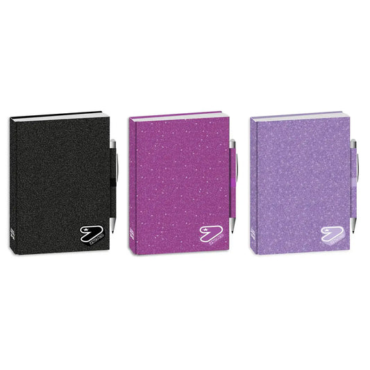 Diario Seven The Double 2026-27 Glitter 12 Mesi Datato | Nero Rosa Lilla