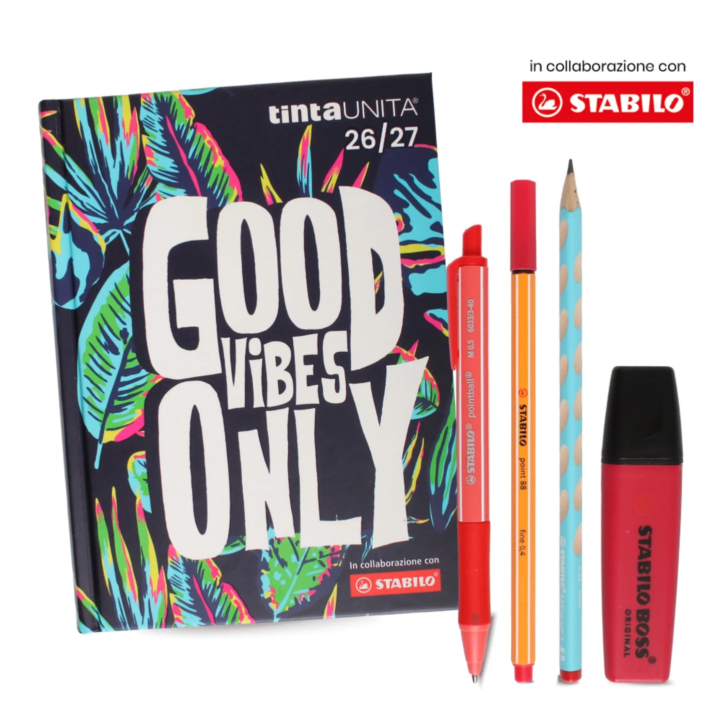 Diario Tinta Unita Stabilo 2026-27 12 Mesi con Bustina Kit Accessori | 8 Fantasie