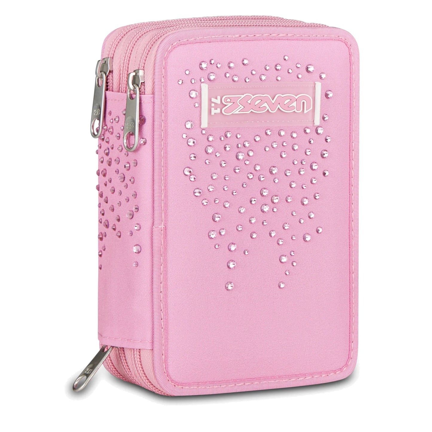 Astuccio Seven 3 Zip Completo 45 Pezzi Bambina Strass Triplo Scomparto Scuola