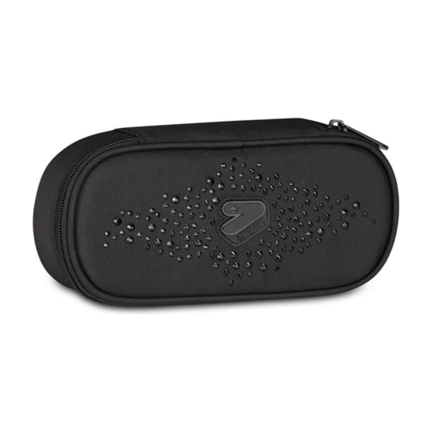 Astuccio Seven Round Plus Glitzy Cute Nero Ovale Portapenne con Elastici