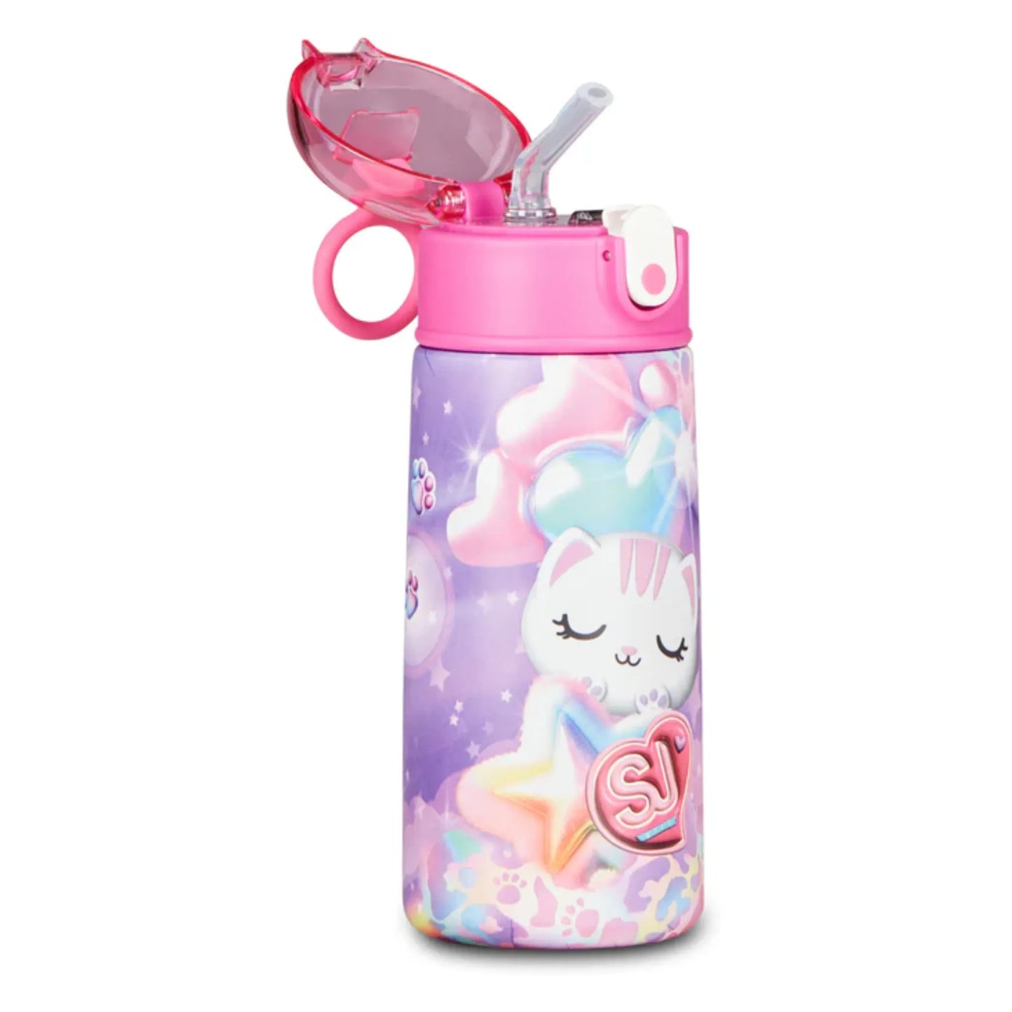Borraccia Termica SJ Gang Gattino 460 ml Acciaio Inox 304 con Cannuccia
