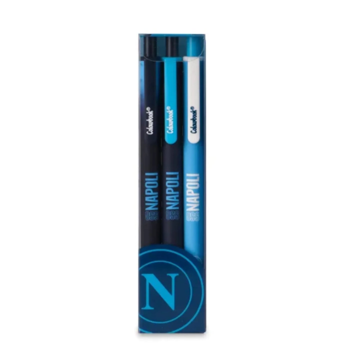 Set 3 Penne a Sfera SSC Napoli a Scatto Inchiostro Blu - Colourbook Ufficiale