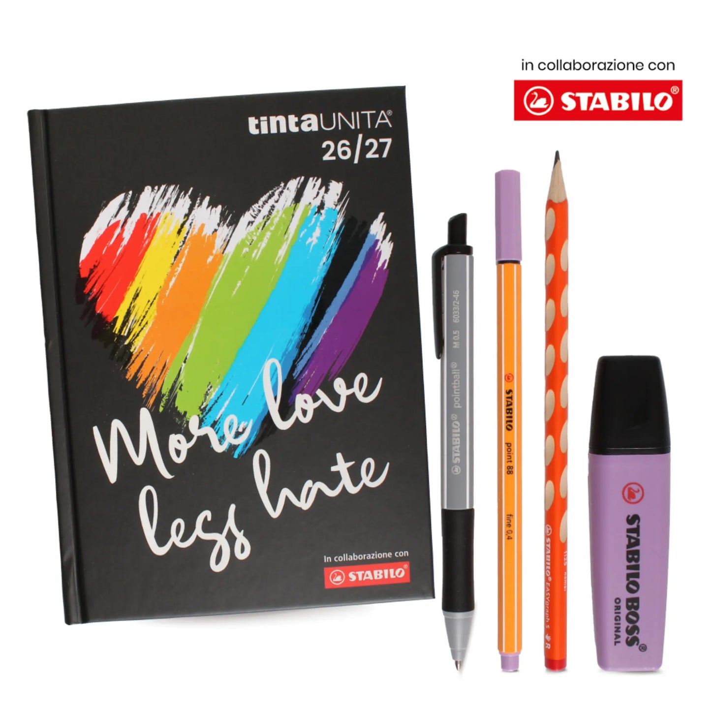 Diario Tinta Unita Stabilo 2026-27 12 Mesi con Bustina Kit Accessori | 8 Fantasie