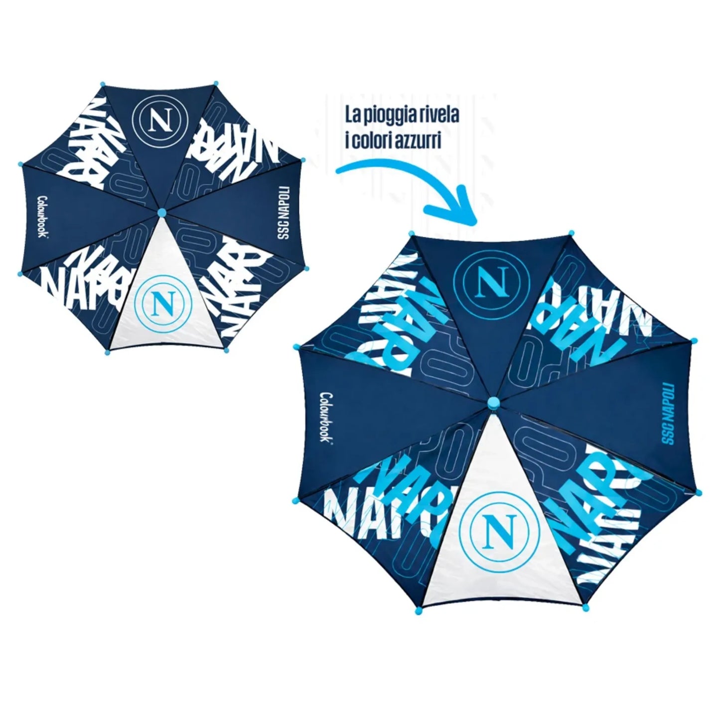 Ombrello SSC Napoli Cambia Colore 85 cm Ufficiale Colourbook Effetto Pioggia