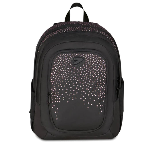 Zaino Seven Tech GLITZYCUTE Nero Strass Rosa Doppio Scomparto 29L Scuola