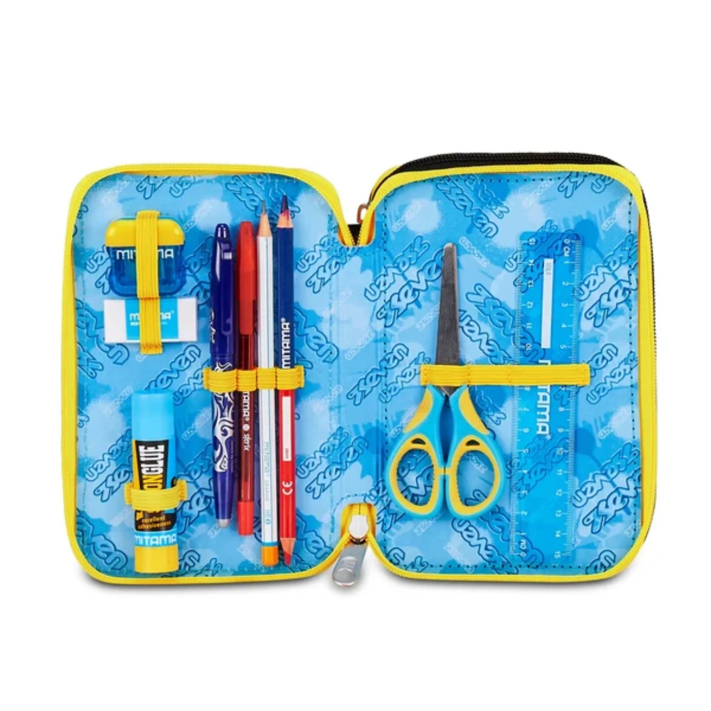 Astuccio 3 Zip Seven Golden Paint Corredo Completo 45 Pezzi Scuola