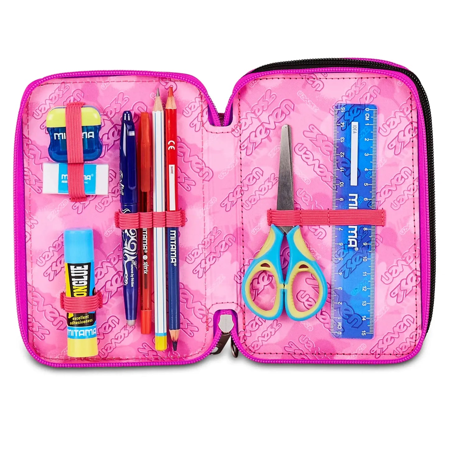 Astuccio 3 Zip Seven Plumpy Line Girl Corredo Completo 45 Pezzi Scuola