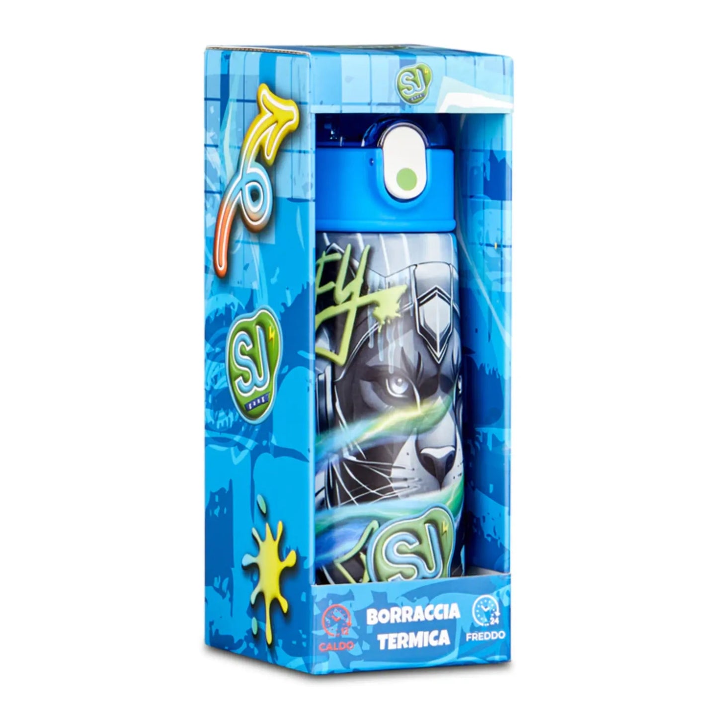 Borraccia Termica Seven SJ Glace Panther Boy 460 ml Acciaio Inox con Cannuccia