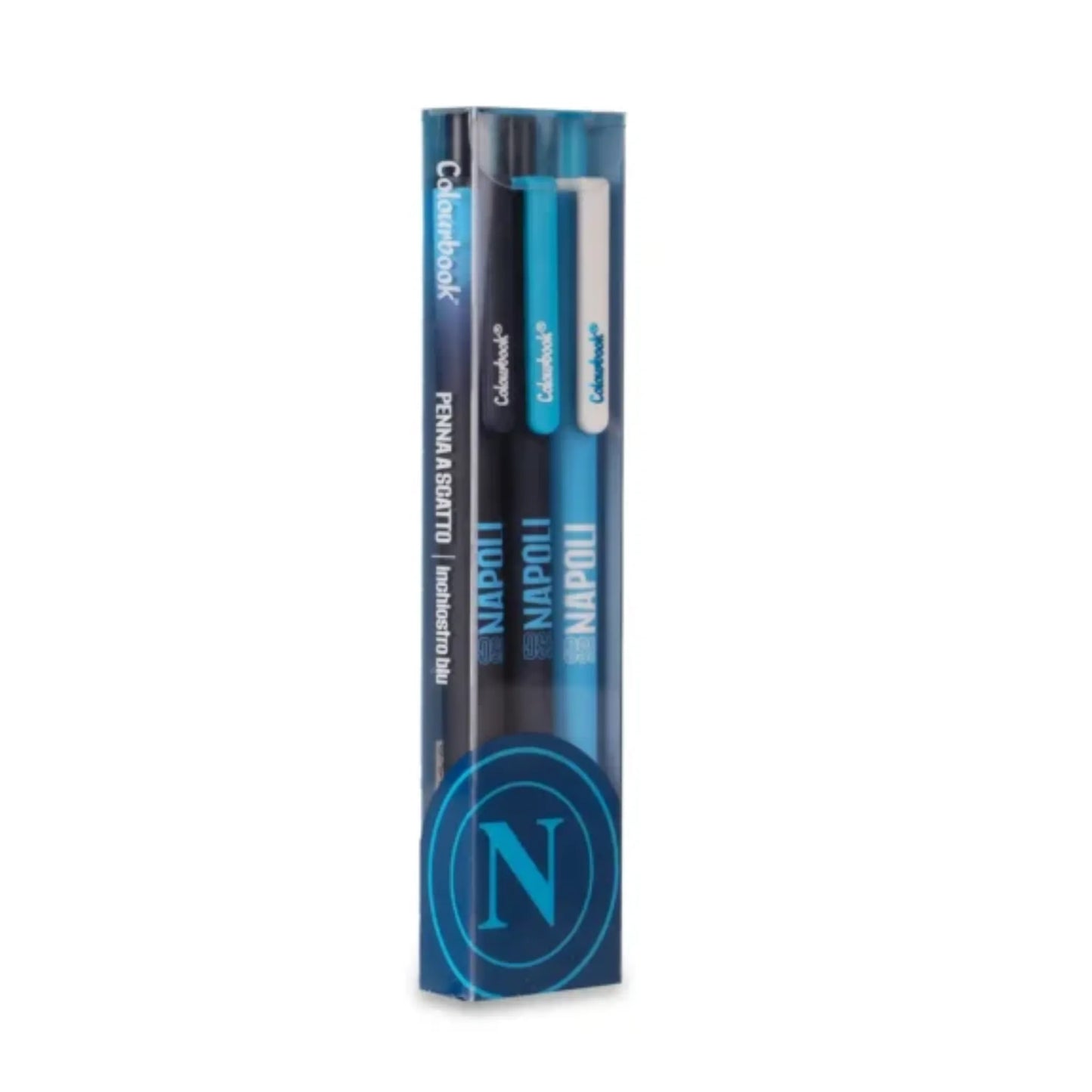 Set 3 Penne a Sfera SSC Napoli a Scatto Inchiostro Blu - Colourbook Ufficiale