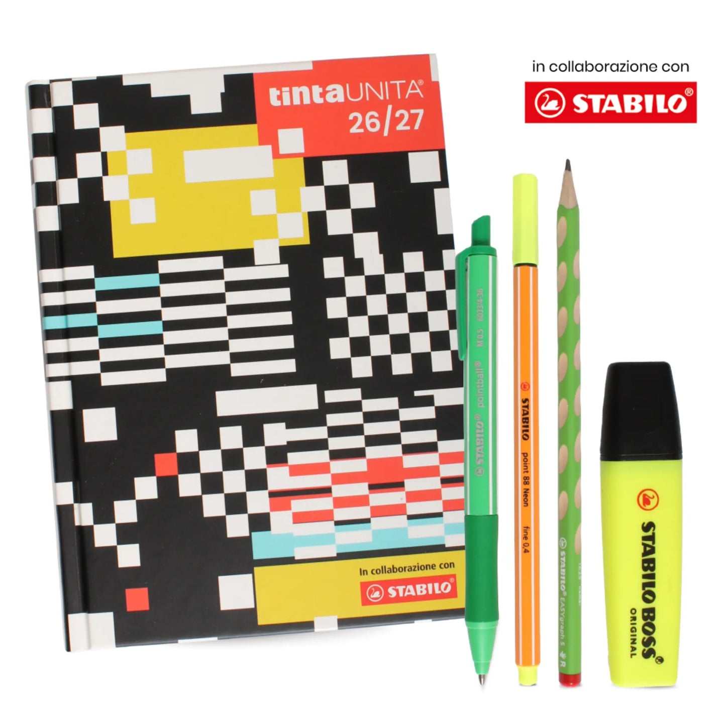 Diario Tinta Unita Stabilo 2026-27 12 Mesi con Bustina Kit Accessori | 8 Fantasie