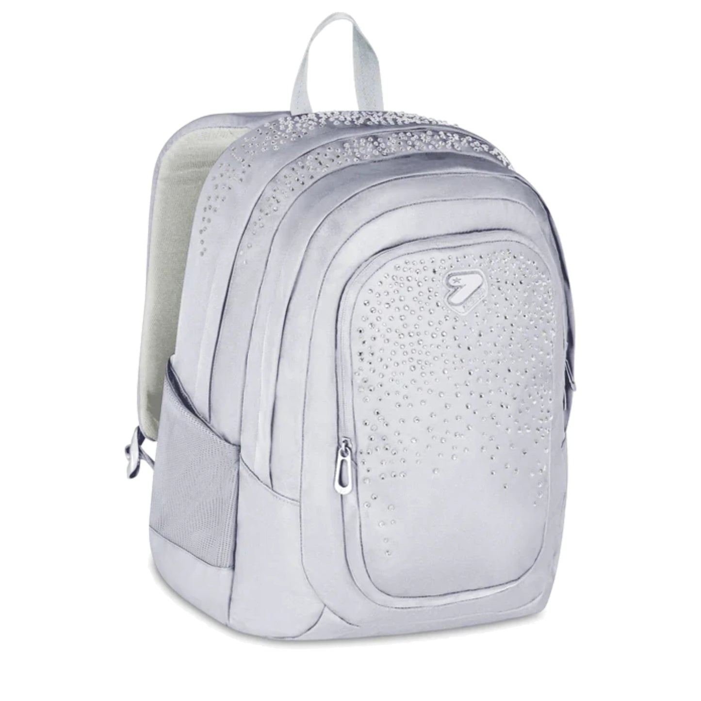 Zaino Seven Tech GLITZYCUTE Bianco Doppio Scomparto Strass 29L Porta PC Scuola