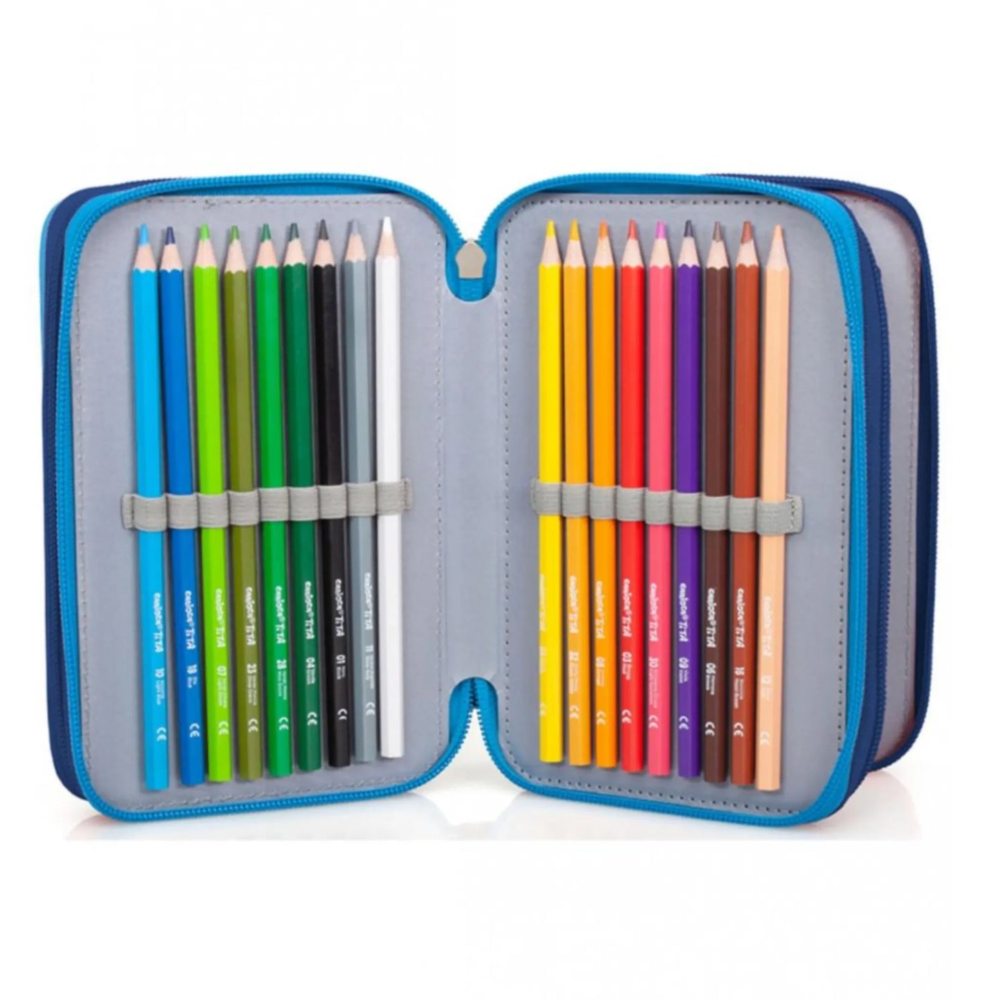 Astuccio 3 Zip SSC Napoli Forza Napoli Sempre Completo con Pastelli, Pennarelli e Accessori Scuola Back to School
