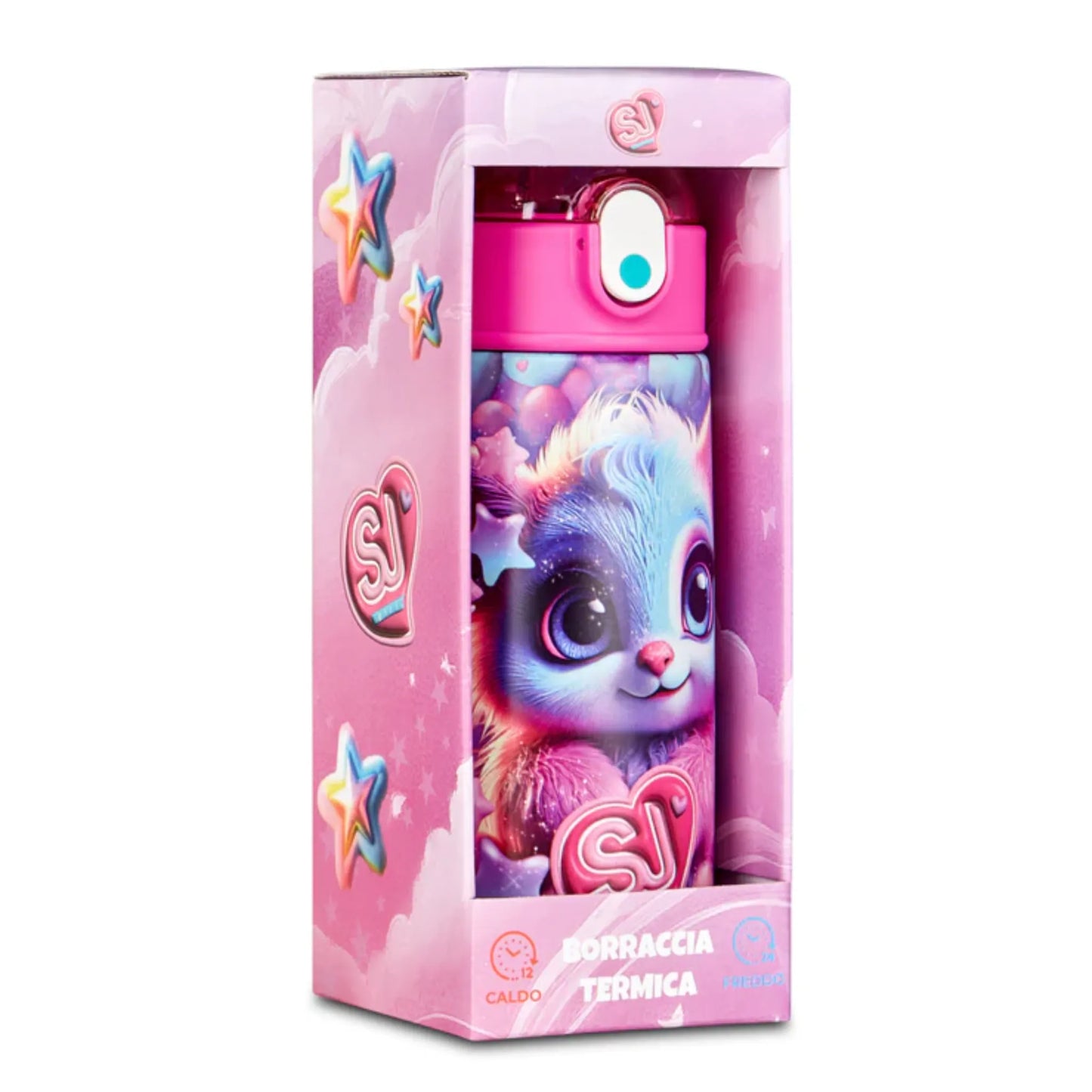 Borraccia Termica SJ Gang Animali Girl 460 ml Acciaio Inox 304 con Cannuccia