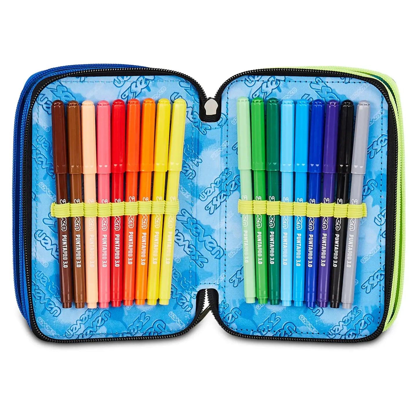 Astuccio 3 Zip Seven Buzzy Note Boy Corredo Completo 45 Pezzi Scuola