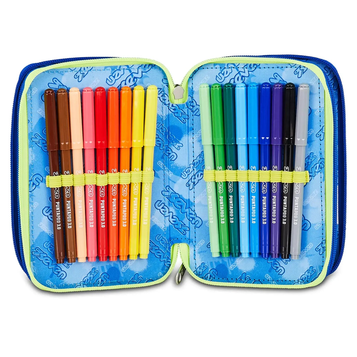 Astuccio 3 Zip Seven Electricvibe Boy Corredo Completo 45 Pezzi Scuola