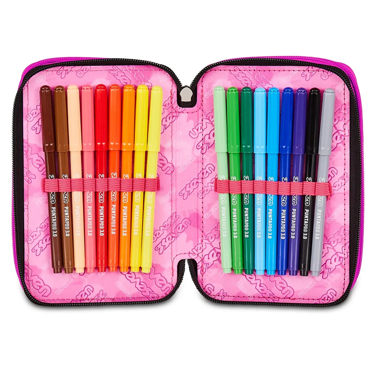 Astuccio 3 Zip Seven Plumpy Line Girl Corredo Completo 45 Pezzi Scuola