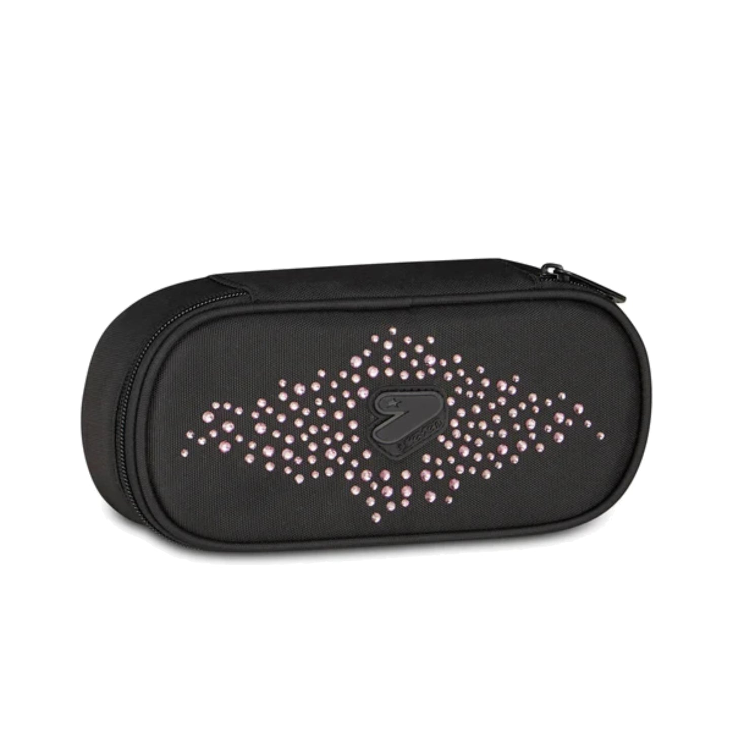 Portapenne Seven Round Plus GLITZYCUTE Nero Strass Rosa Astuccio Bustina