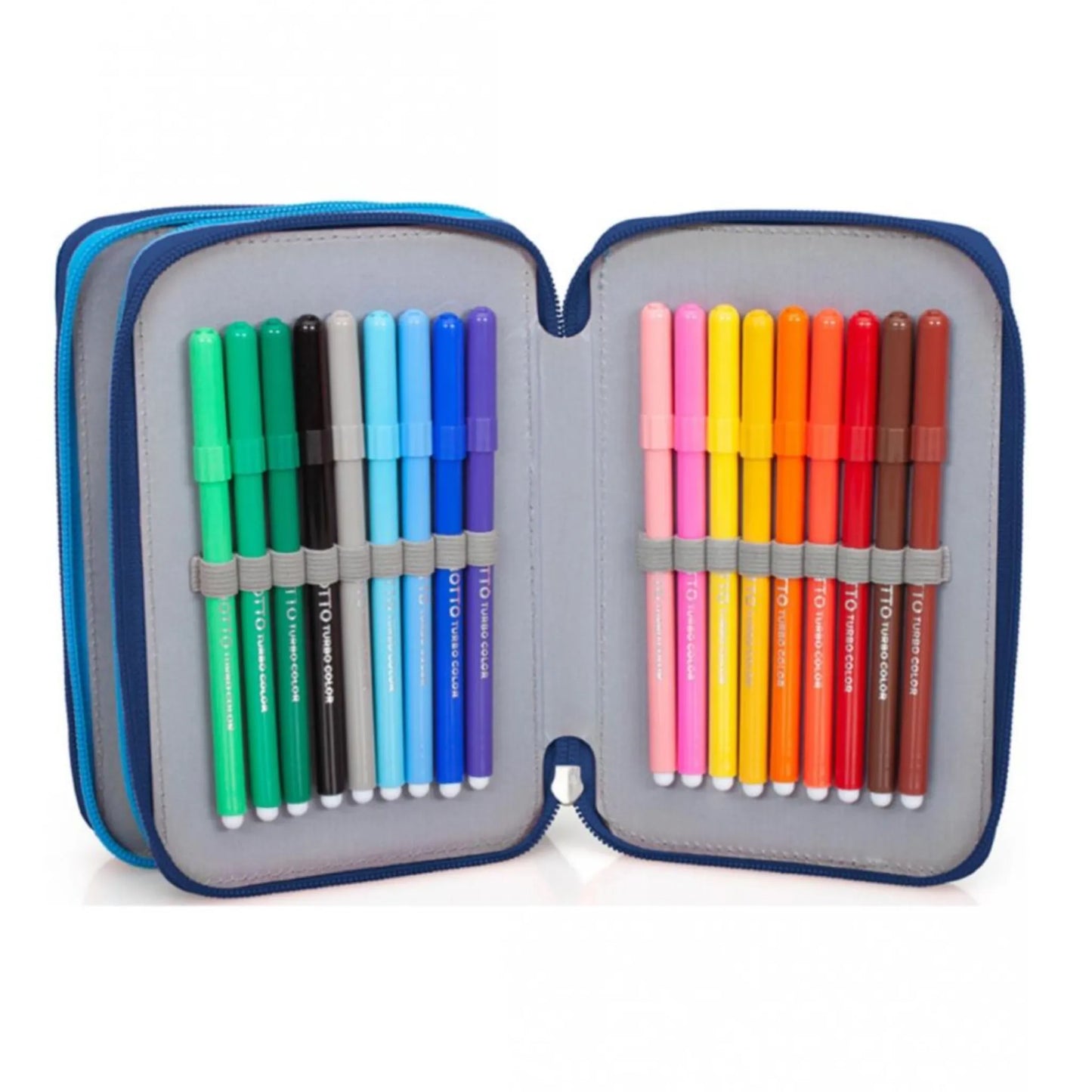 Astuccio 3 Zip SSC Napoli Forza Napoli Sempre Completo con Pastelli, Pennarelli e Accessori Scuola Back to School